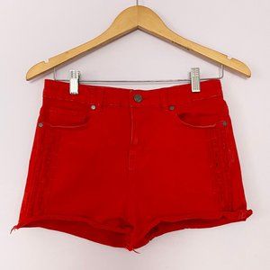 Buffalo David Bitton Panama High Rise Red Shorts